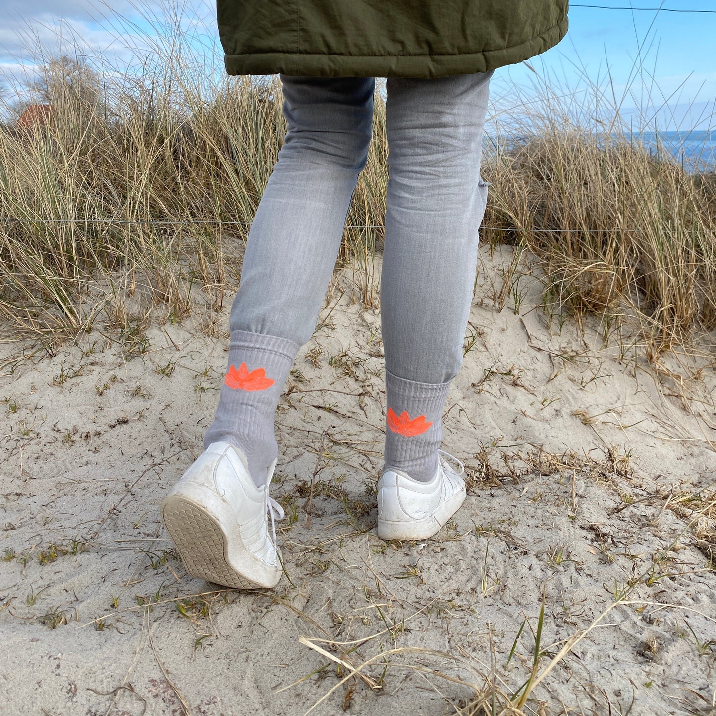 Socken LOTUS (grau/orange) loving soul