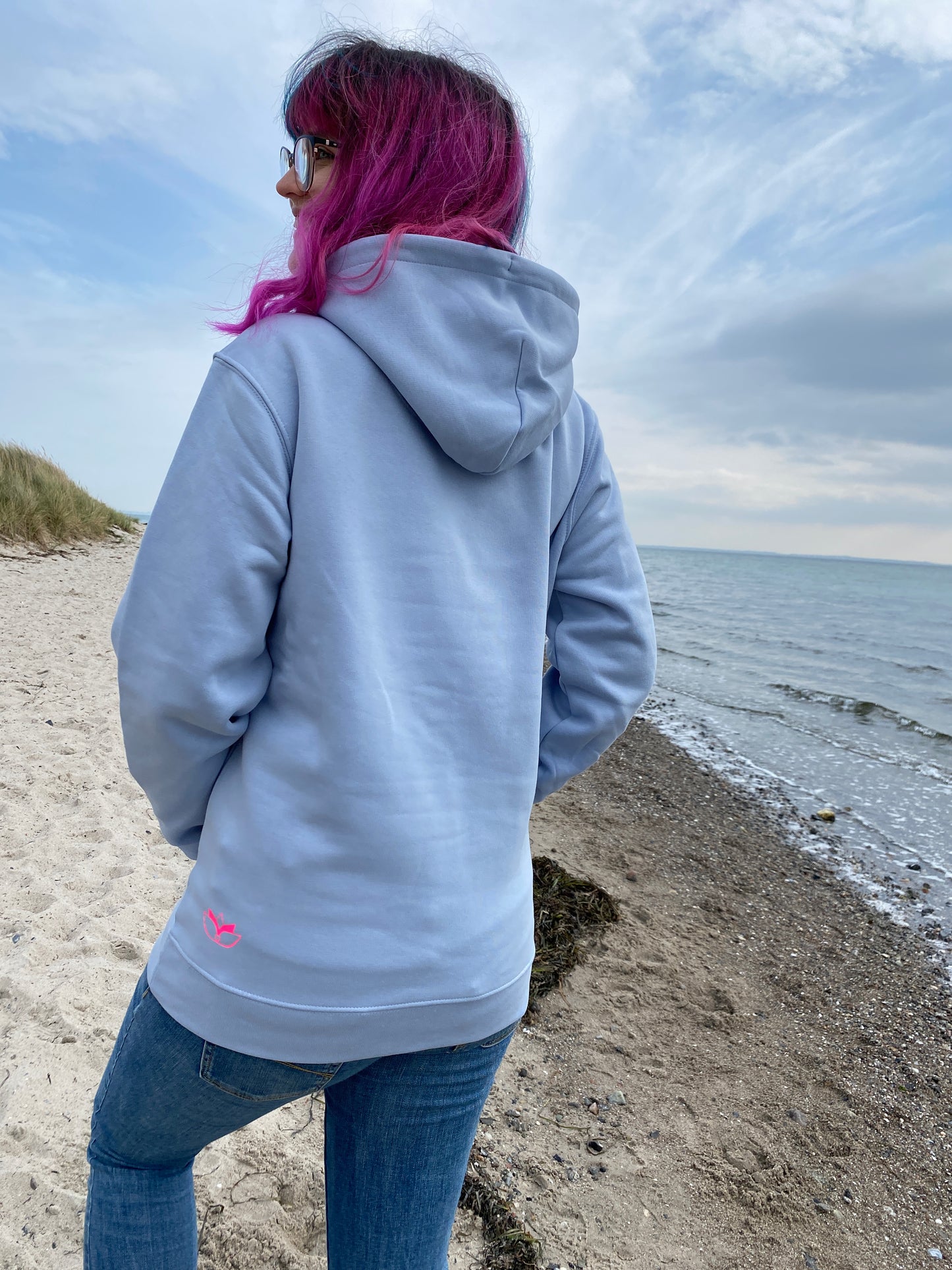 Kapuzenpullover Hoodie GLÜCKLICH (serene blue/pink) loving soul