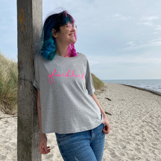 T-Shirt GLÜCKLICH (heather grey/pink) loving soul