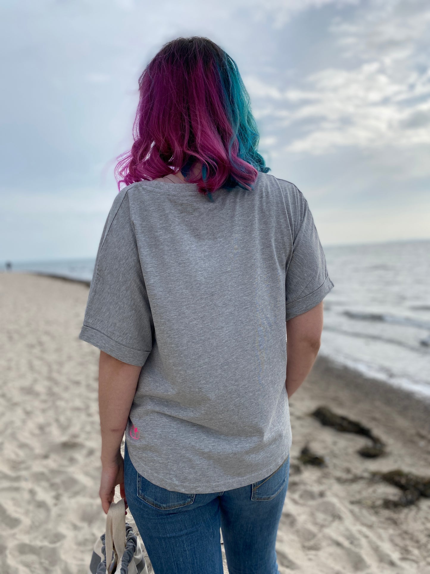 T-Shirt GLÜCKLICH (heather grey/pink) loving soul