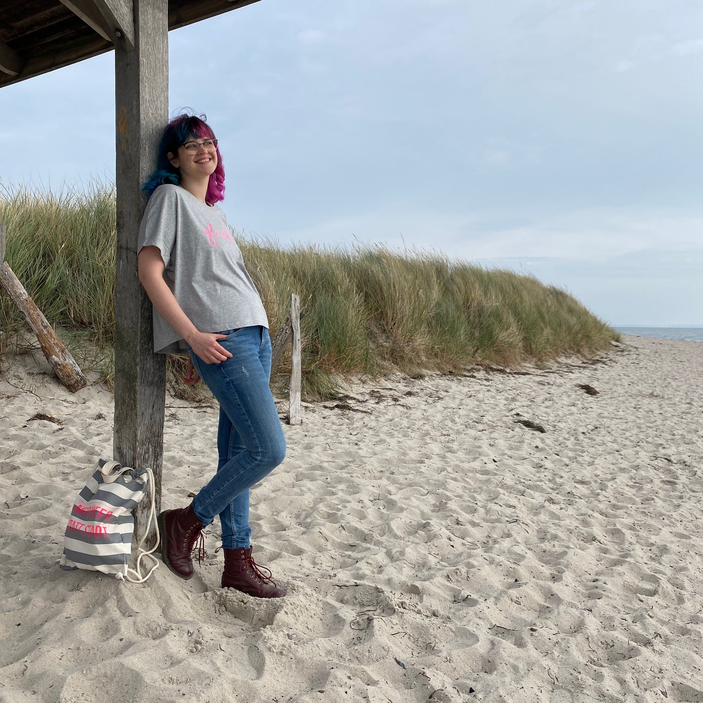 T-Shirt GLÜCKLICH (heather grey/pink) loving soul