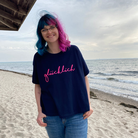 T-Shirt GLÜCKLICH (navy/pink) loving soul