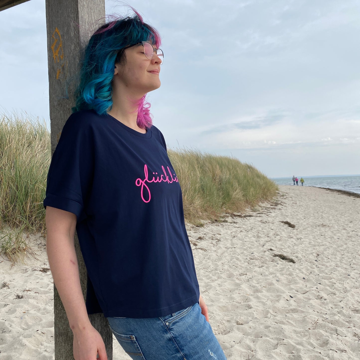 T-Shirt GLÜCKLICH (navy/pink) loving soul