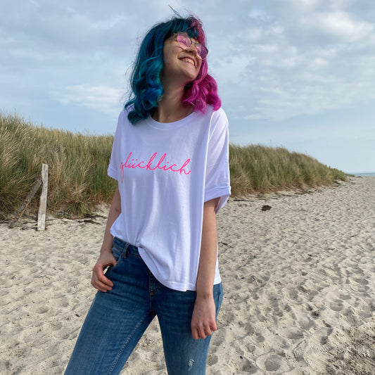 T-Shirt GLÜCKLICH (white/pink) loving soul