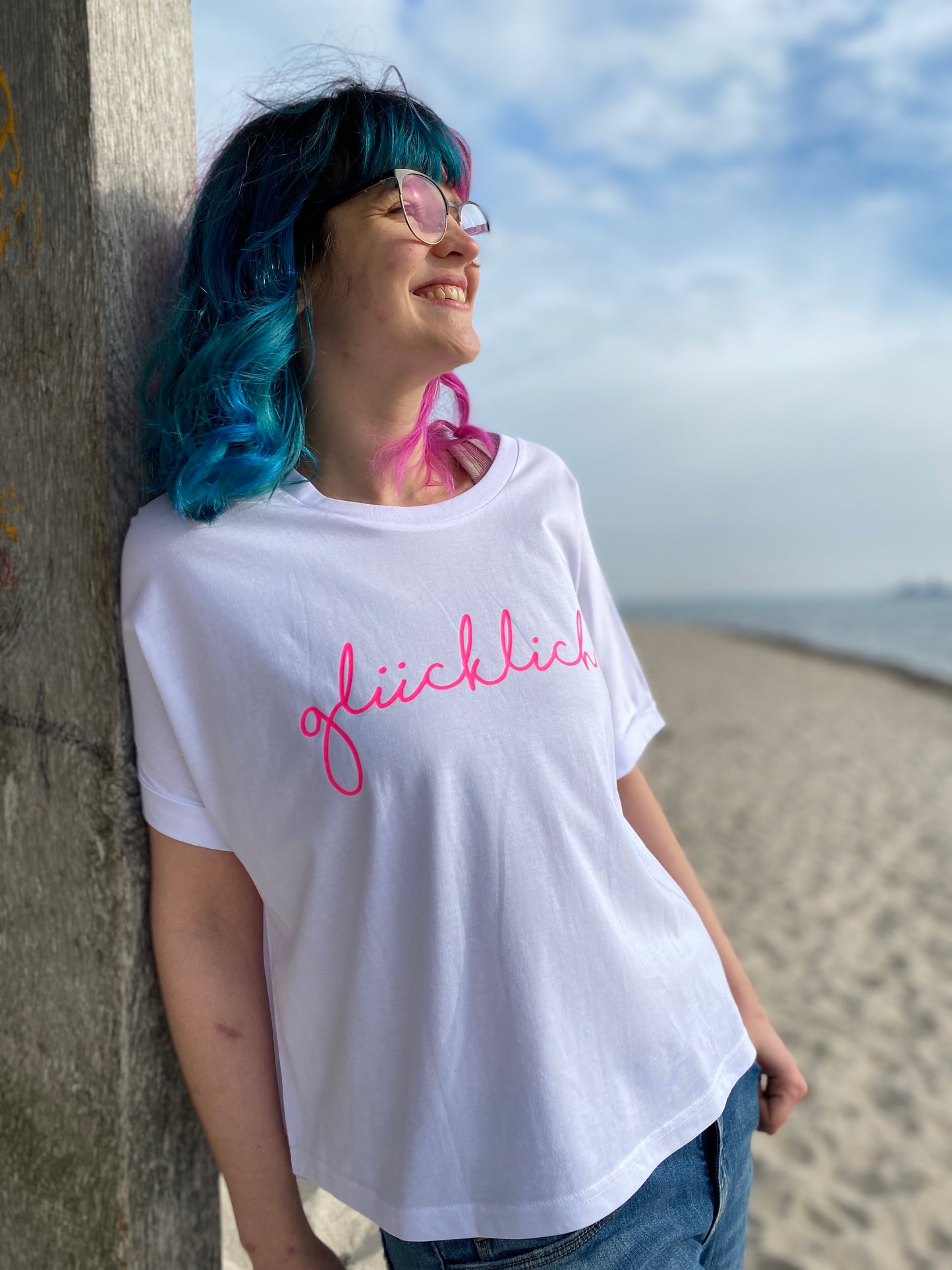 T-Shirt GLÜCKLICH (white/pink) loving soul