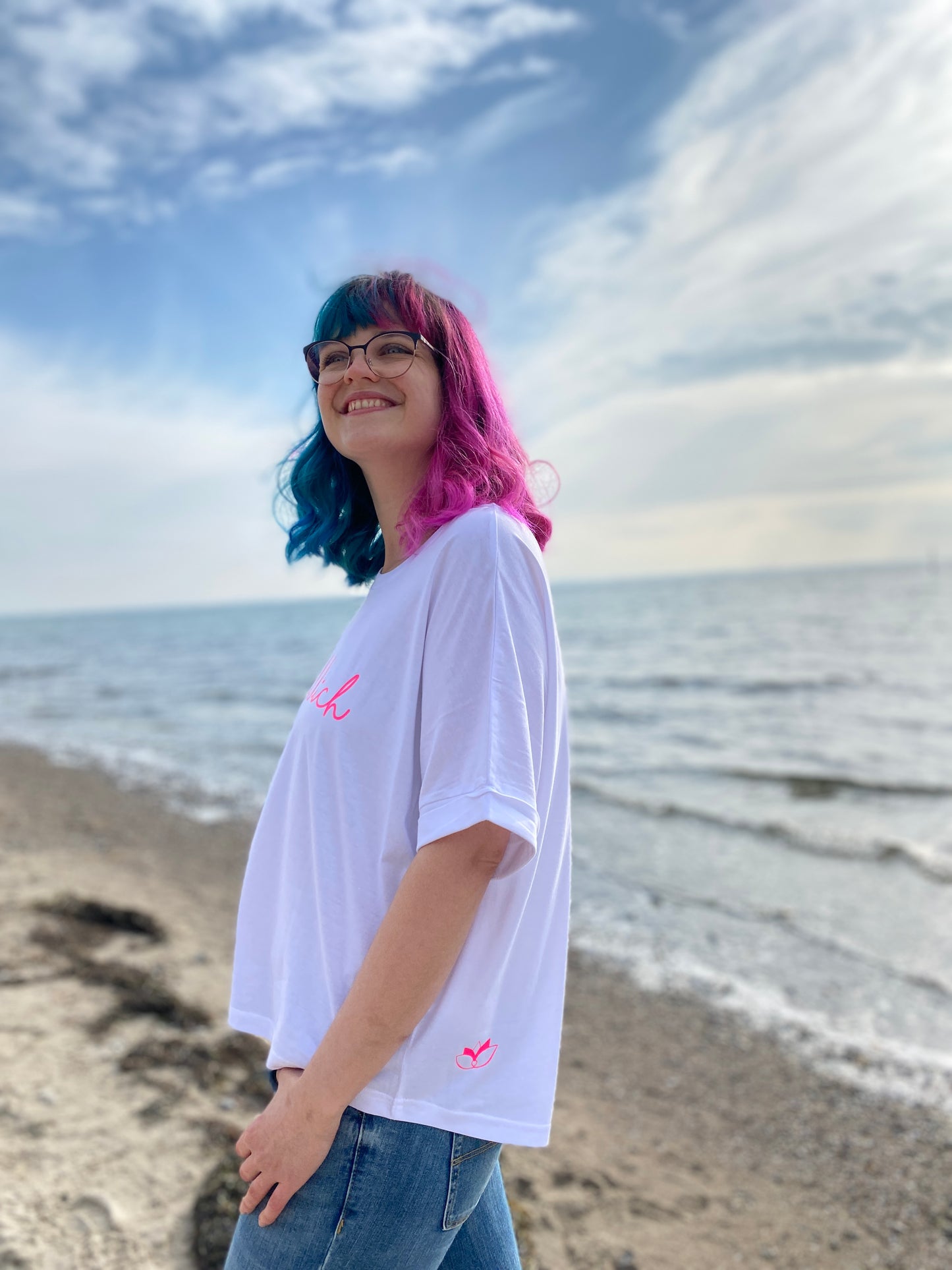 T-Shirt GLÜCKLICH (white/pink) loving soul
