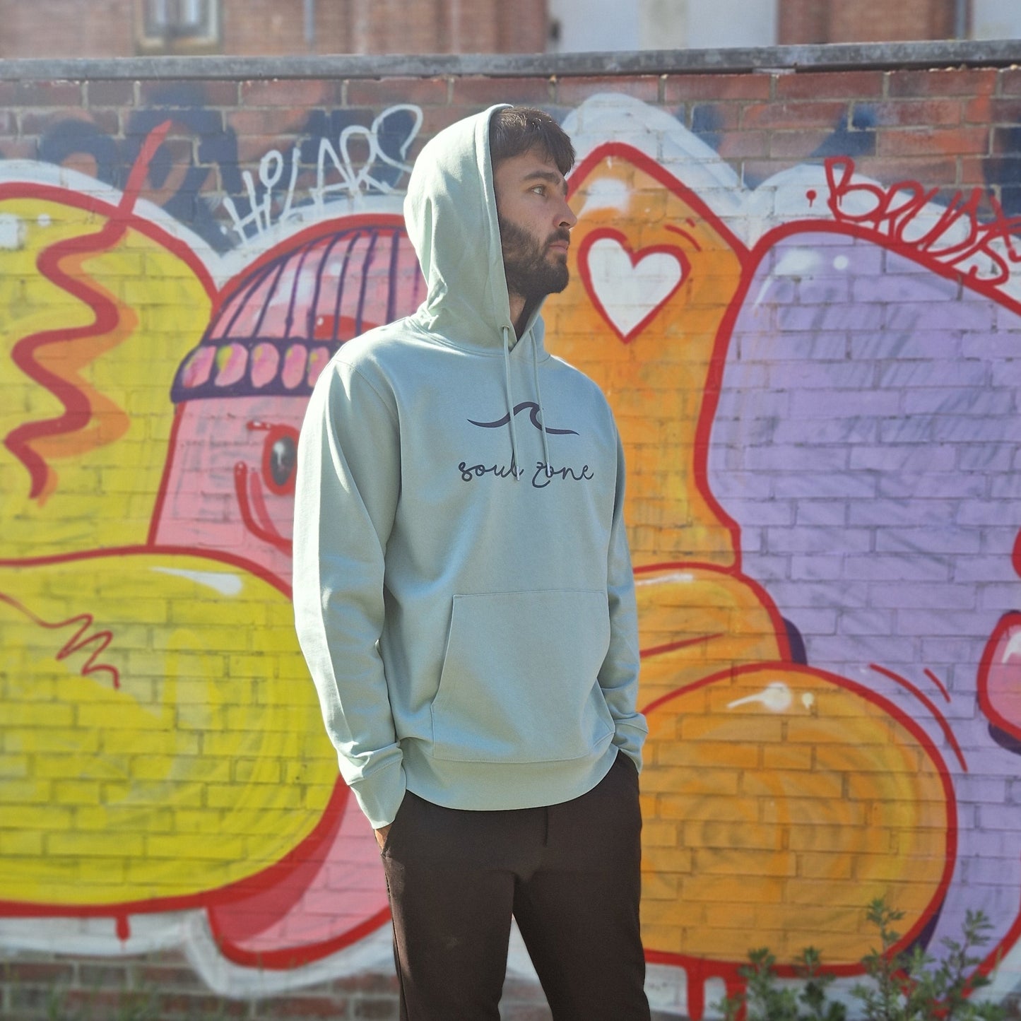 Kapuzenpullover Hoodie SOUL ZONE SURFBOARD (aloe/dark grey) loving soul