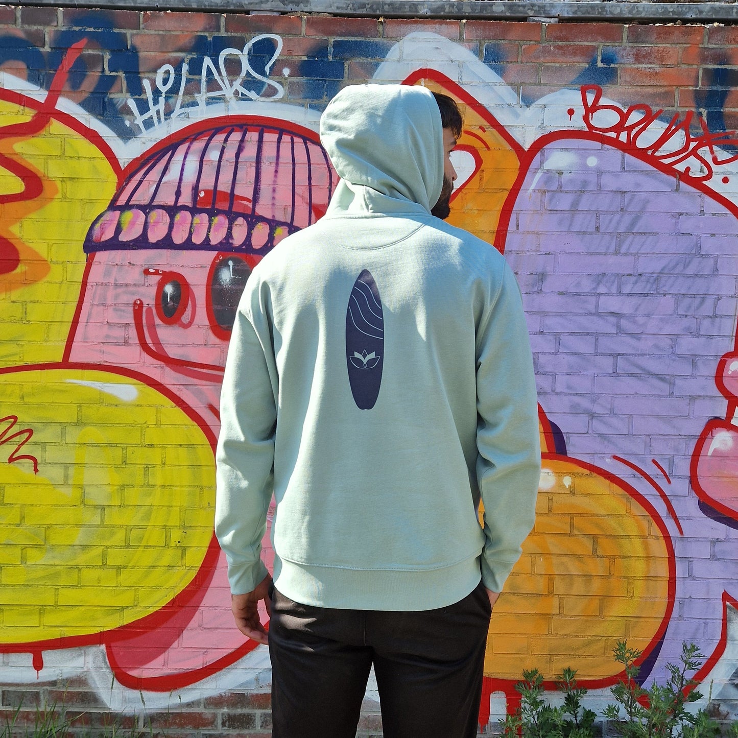 Kapuzenpullover Hoodie SOUL ZONE SURFBOARD (aloe/dark grey) loving soul