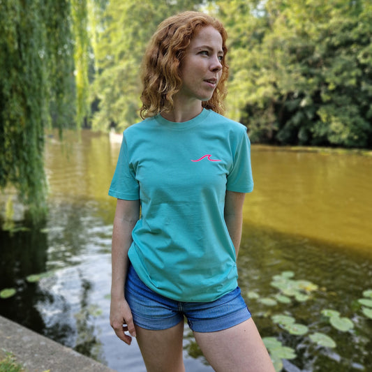 T-Shirt WAVE/SURFBOARD (pool blue/pink) loving soul