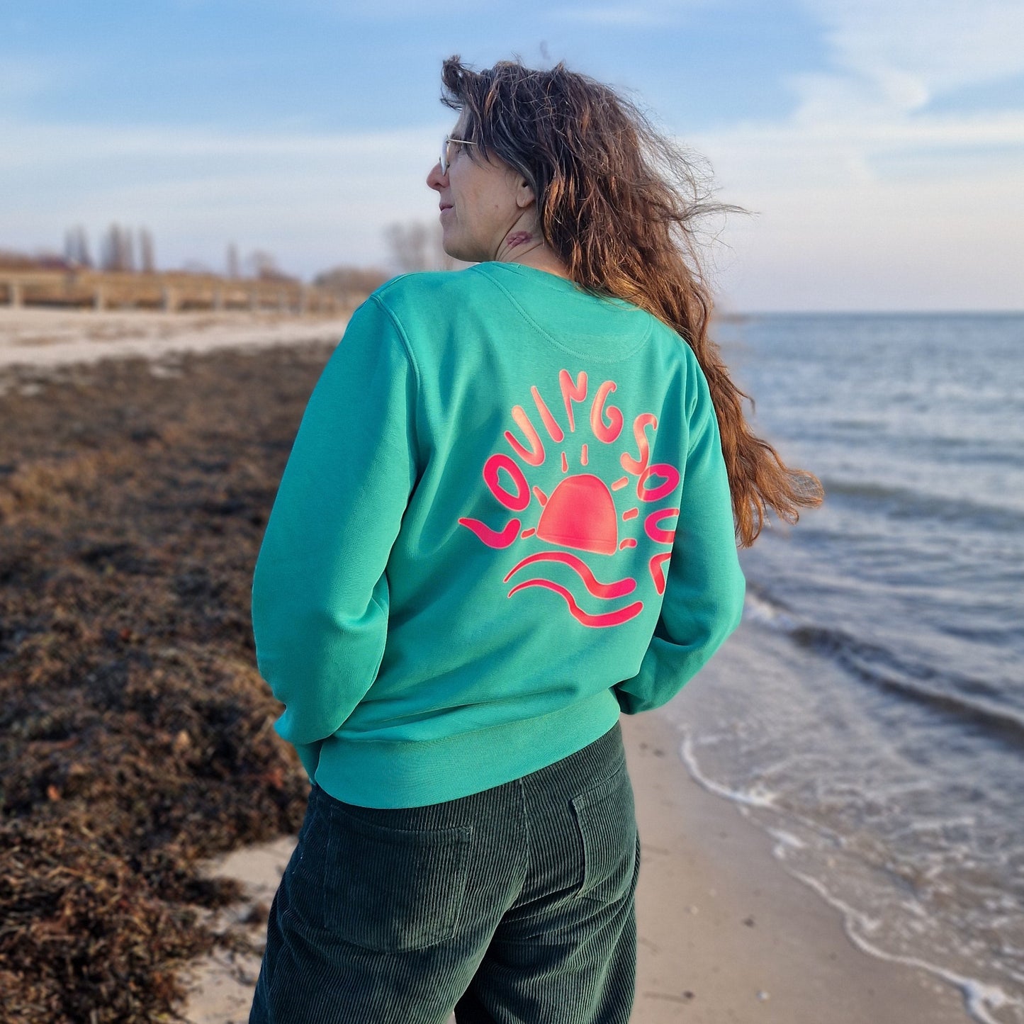 Sweatshirt SUNSET (go green/pink) loving soul