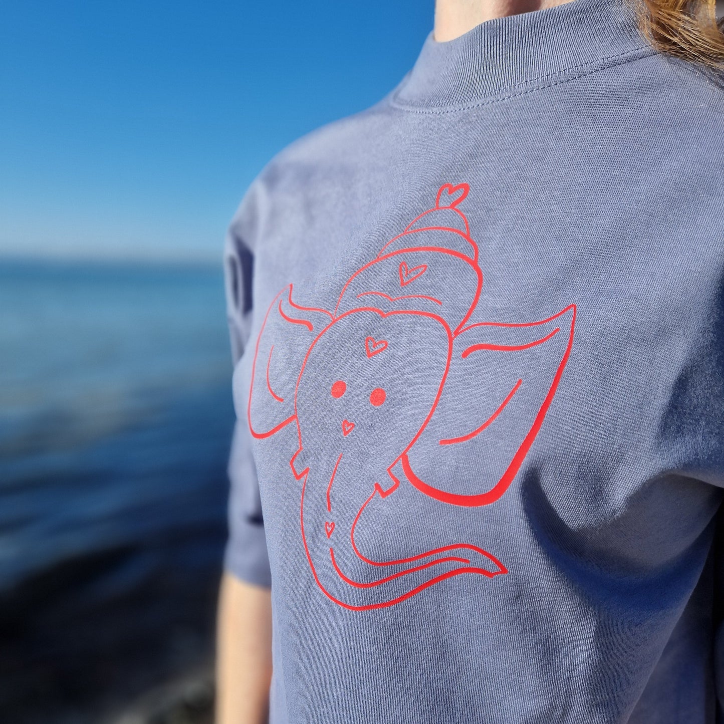 T-Shirt GANESHA (blue grey/red) lovingsoul