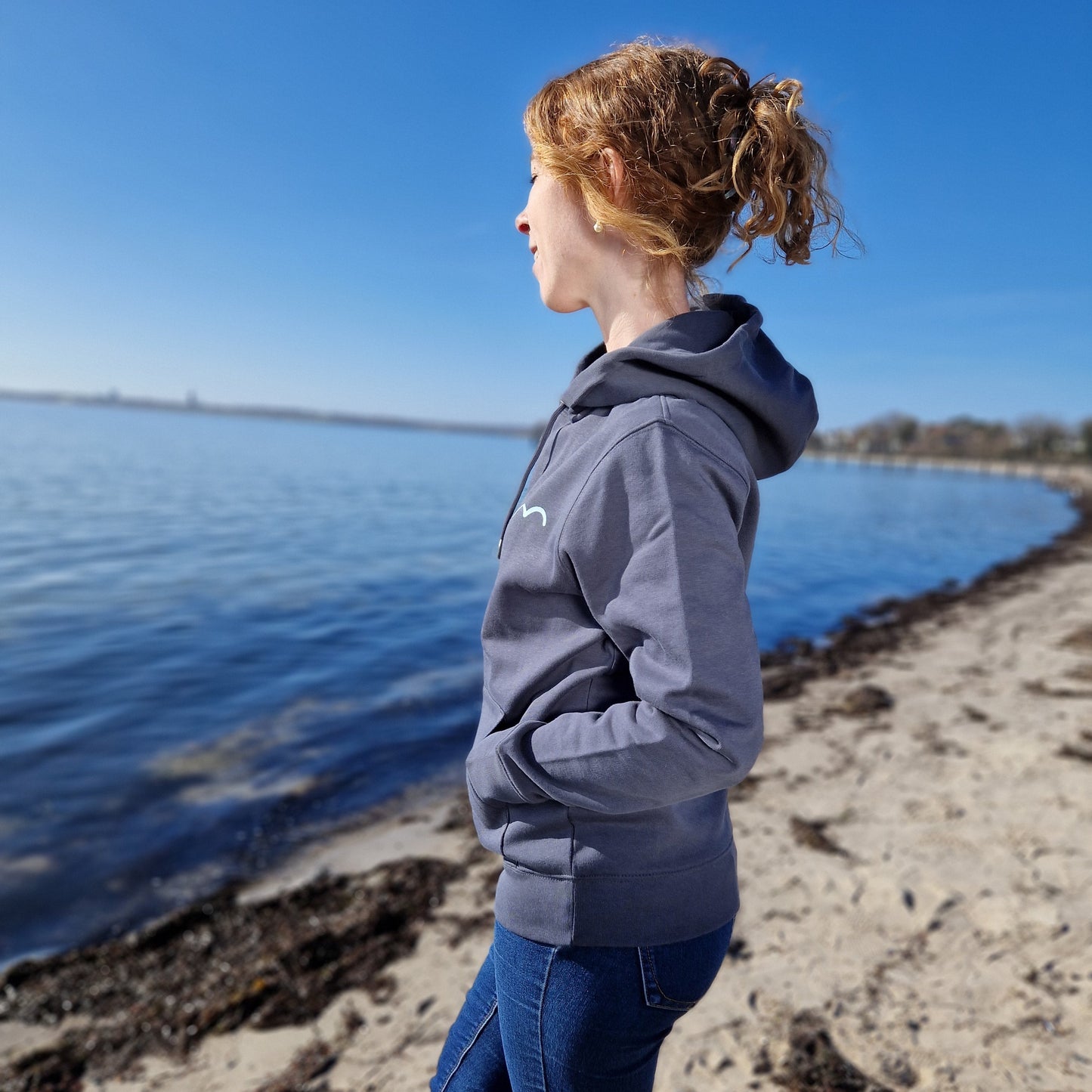 Kapuzenpullover Hoodie PELZI (indiaink grey/ice blue) lovingsoul