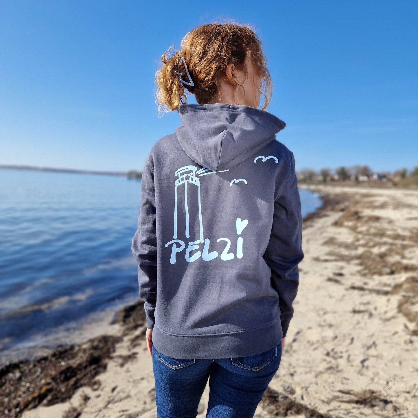 Kapuzenpullover Hoodie PELZI (indiaink grey/ice blue) lovingsoul