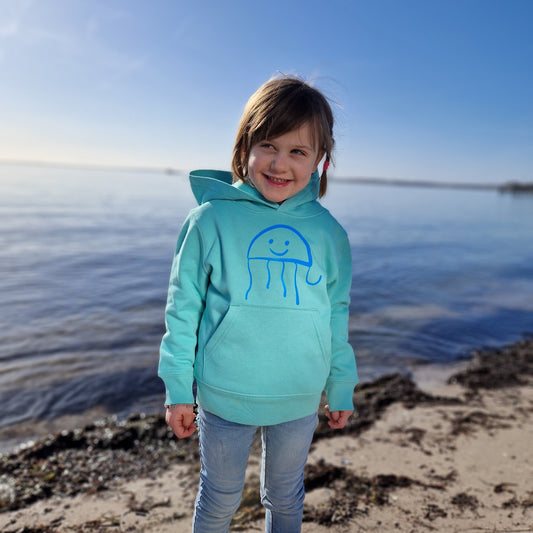 Kinder Kapuzenpullover Hoodie QUALLE (pool blue/neon blau) lovingsoul