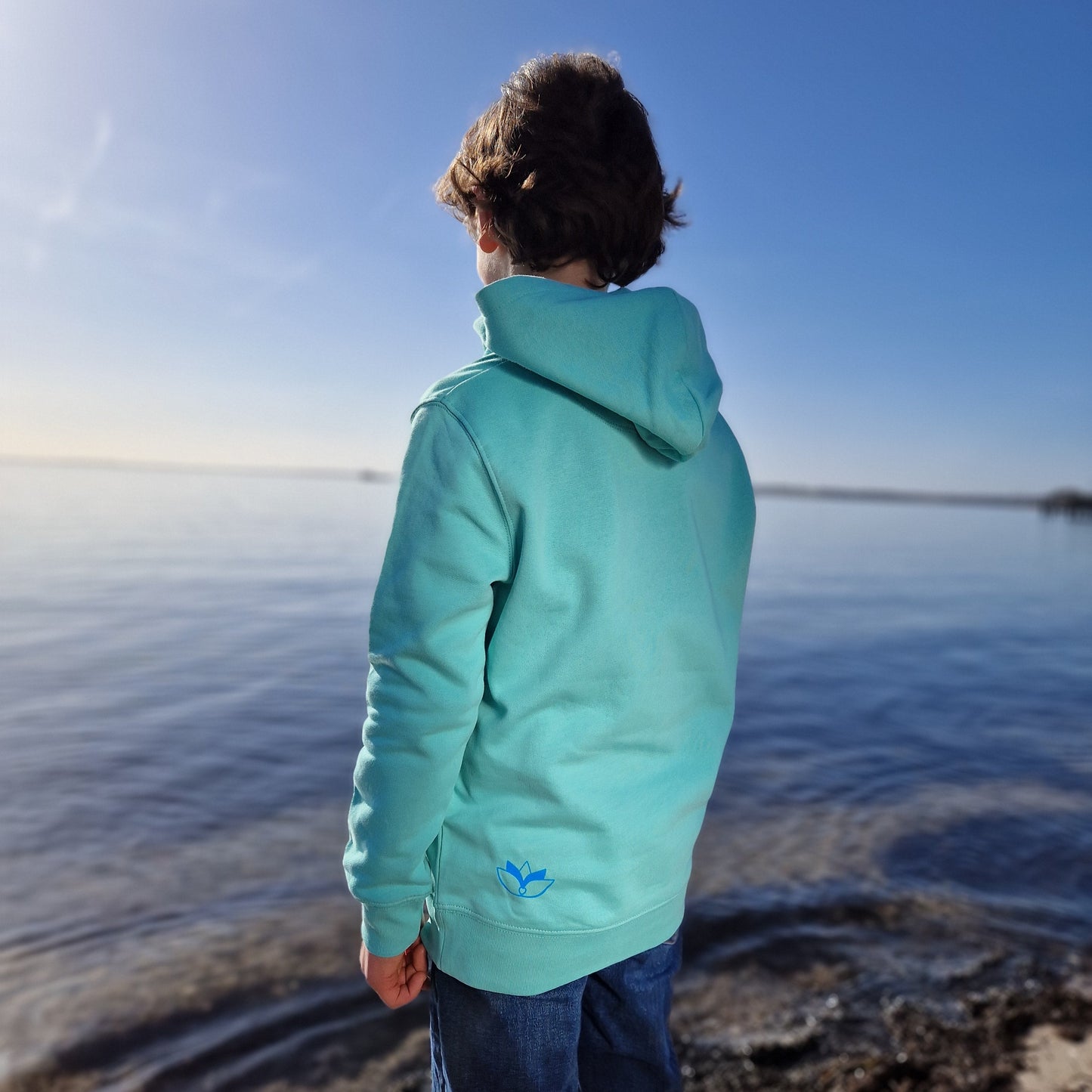 Kinder Kapuzenpullover Hoodie QUALLE (pool blue/neon blau) lovingsoul