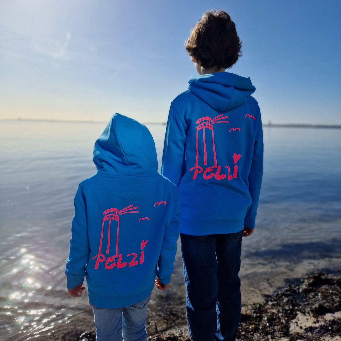 Kinder Kapuzenpullover Hoodie PELZI (aqua blue/pink) lovingsoul
