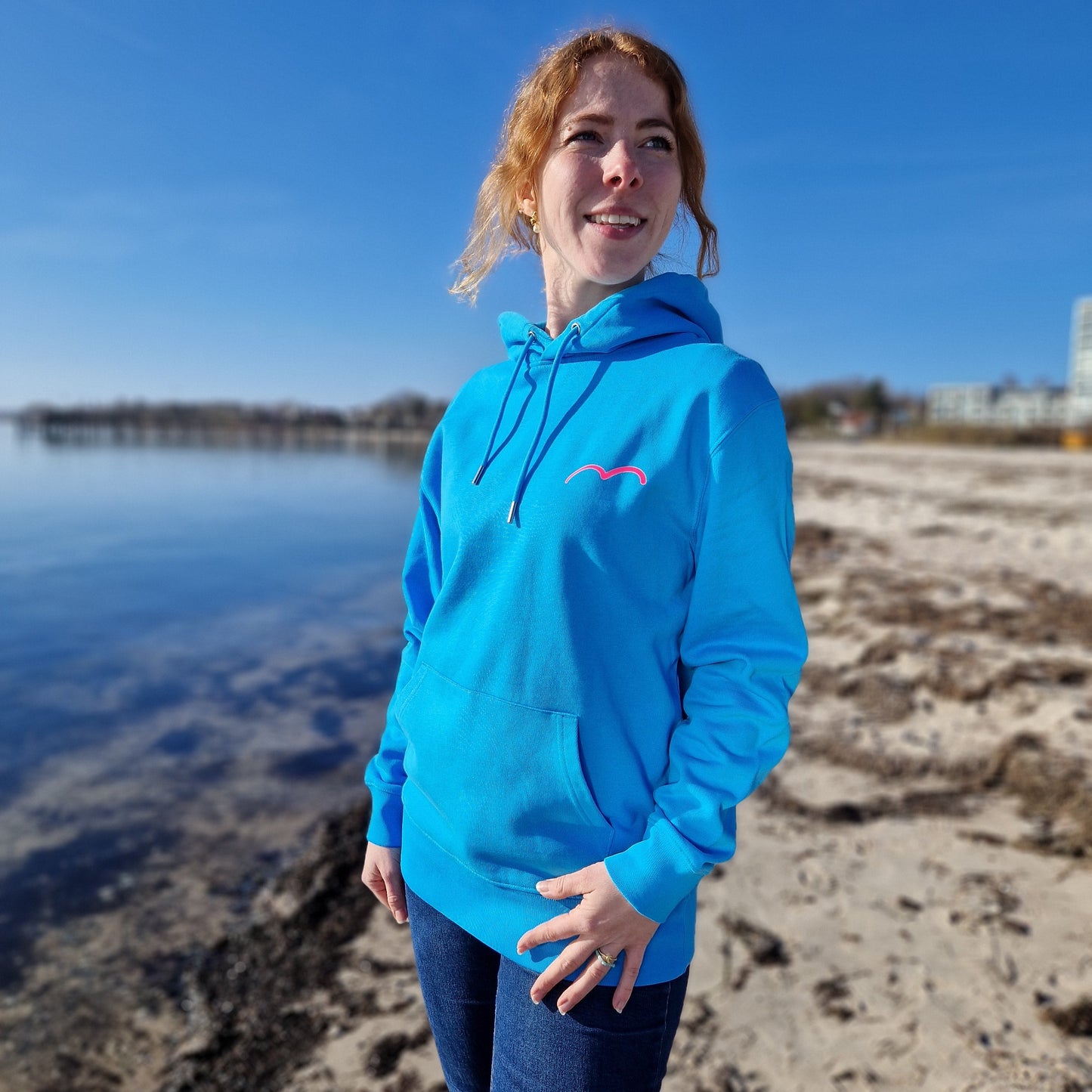 Kapuzenpullover Hoodie PELZI (aqua blue/pink) lovingsoul