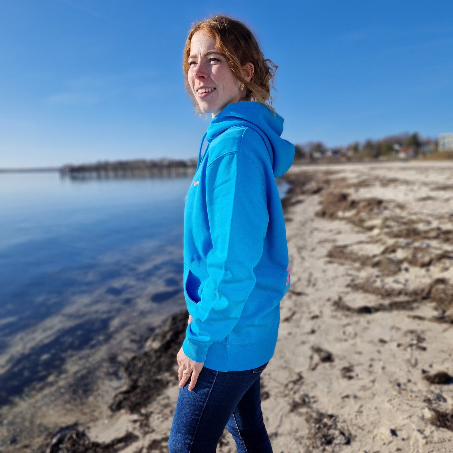 Kapuzenpullover Hoodie PELZI (aqua blue/pink) lovingsoul