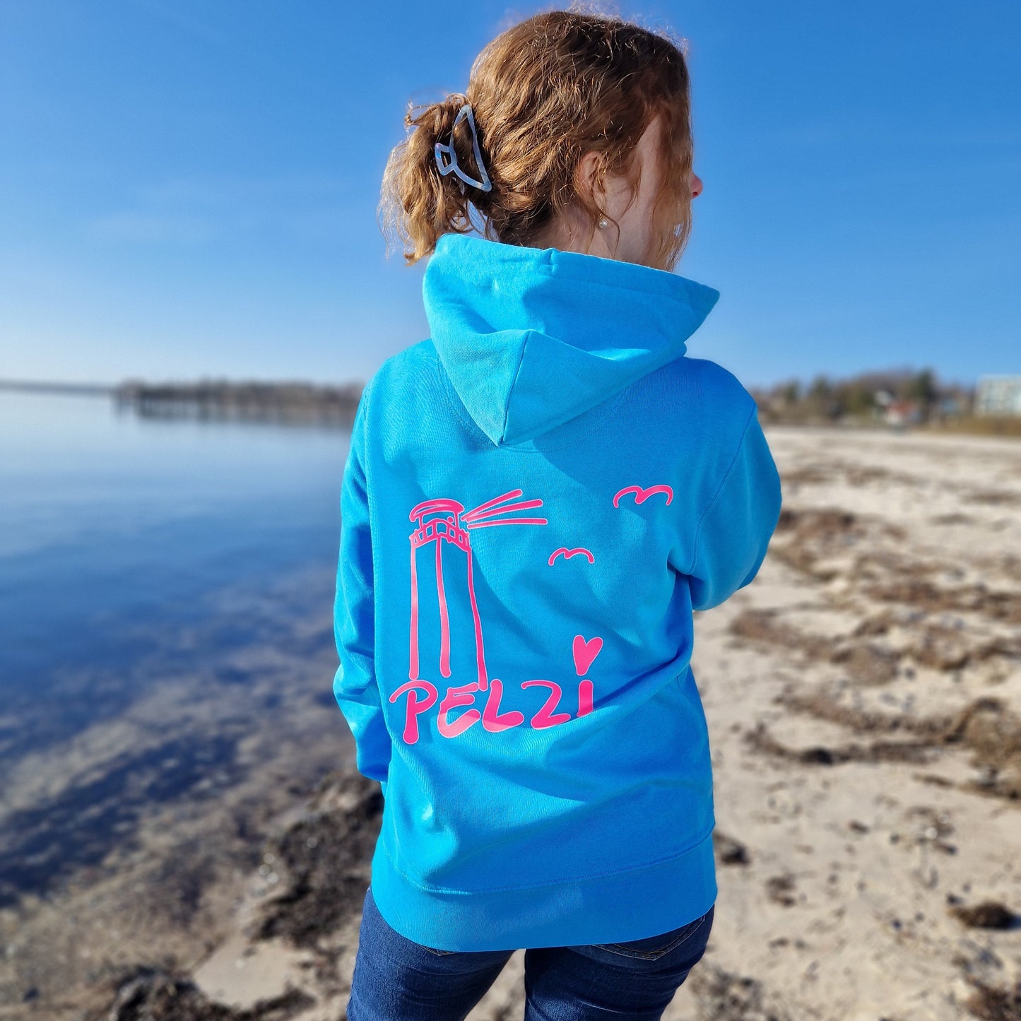Kapuzenpullover Hoodie PELZI (aqua blue/pink) lovingsoul