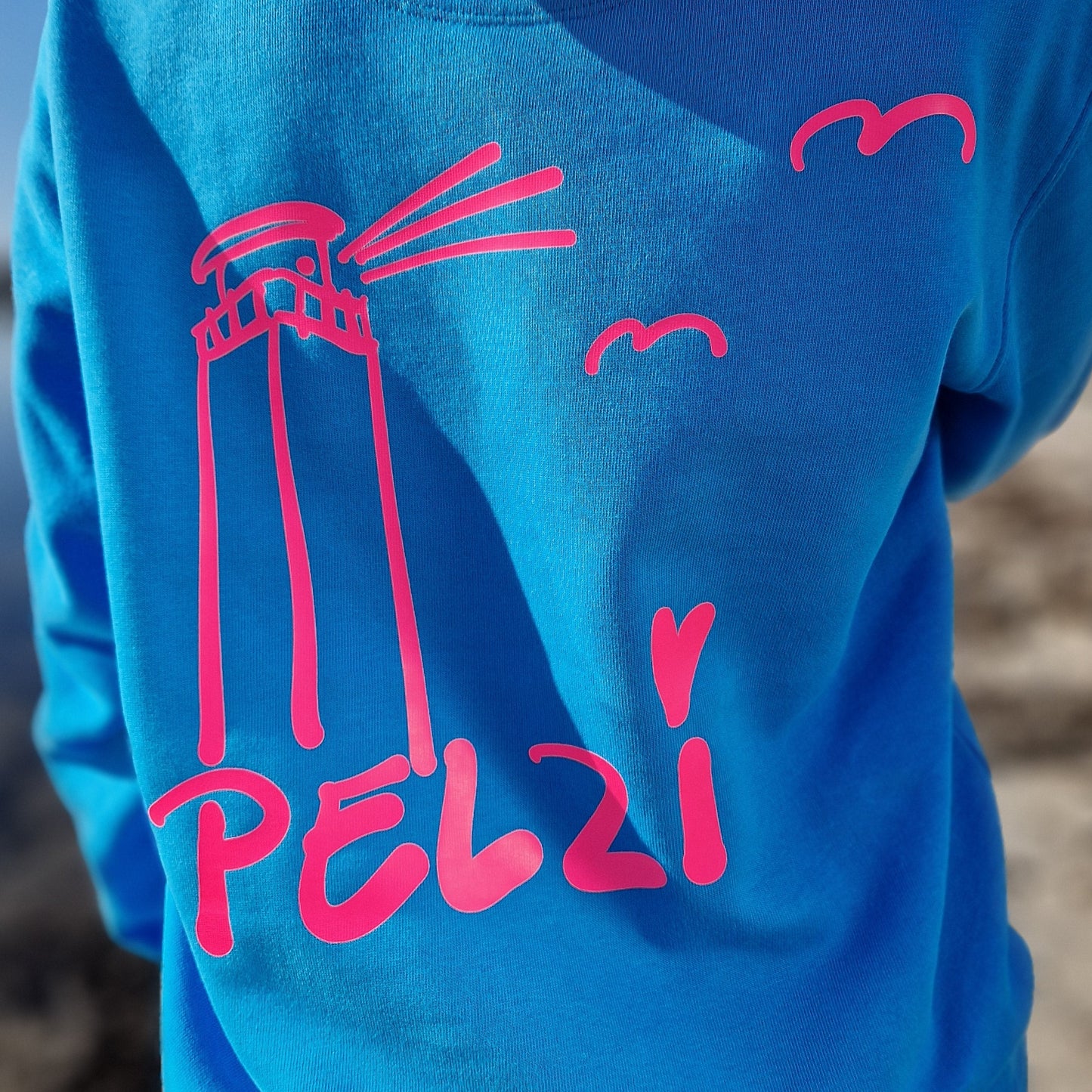 Kapuzenpullover Hoodie PELZI (aqua blue/pink) lovingsoul
