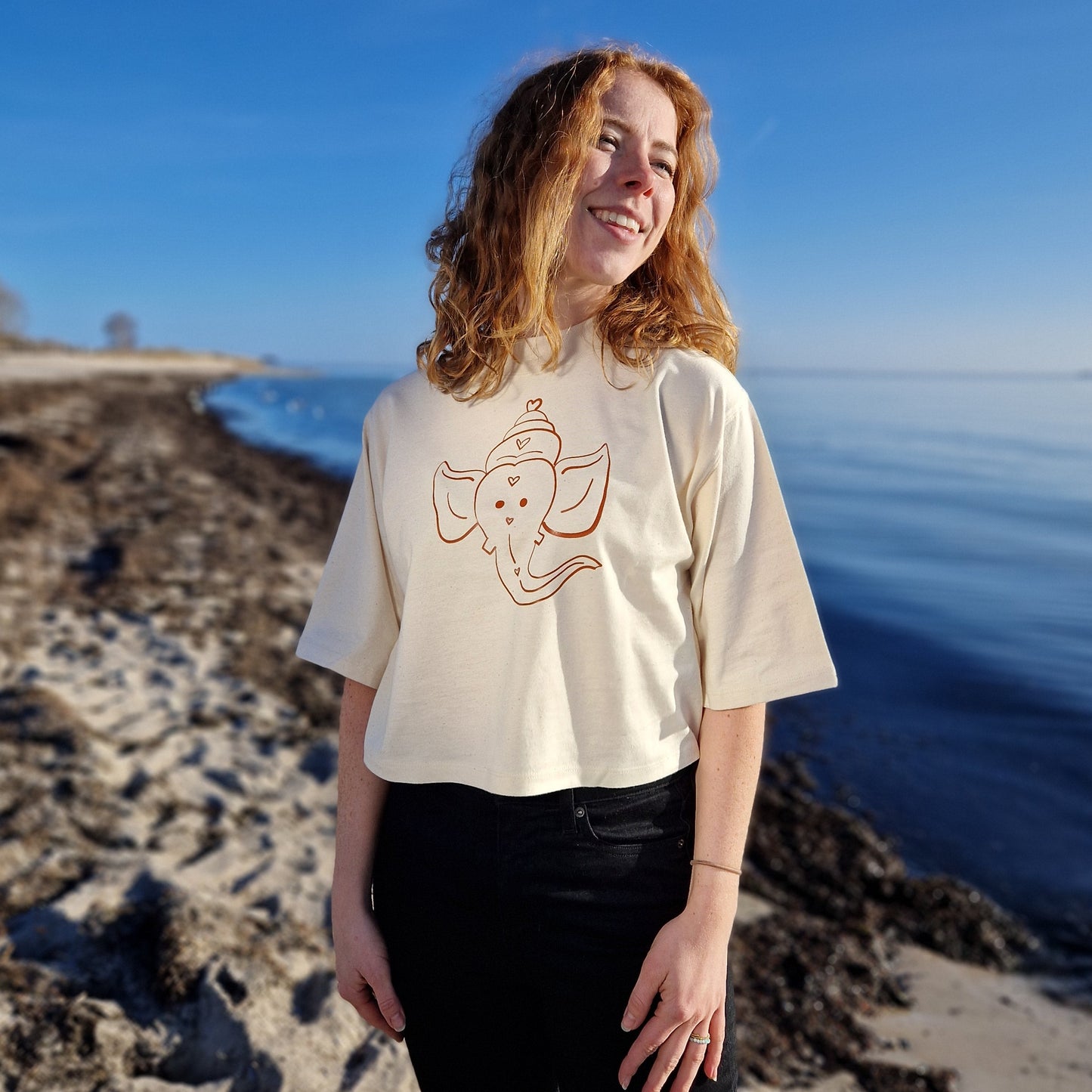 T-Shirt GANESHA (natural raw/texas orange) lovingsoul