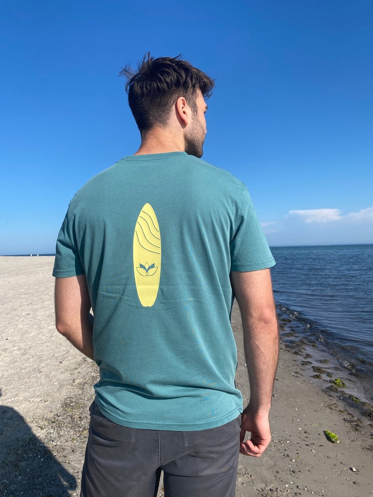 T-Shirt WAVE/SURFBOARD (dyed hydro/pastel yellow) loving soul