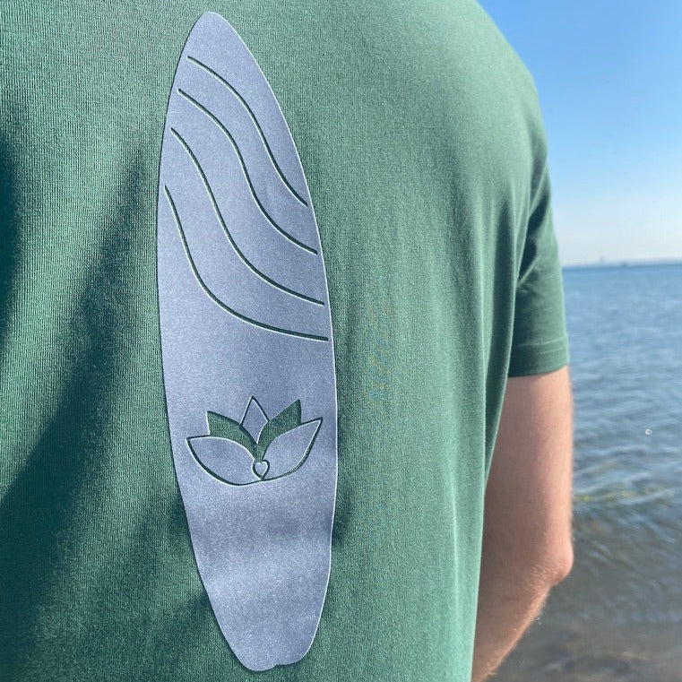 T-Shirt WAVE/SURFBOARD (bottle green/cool grey) loving soul
