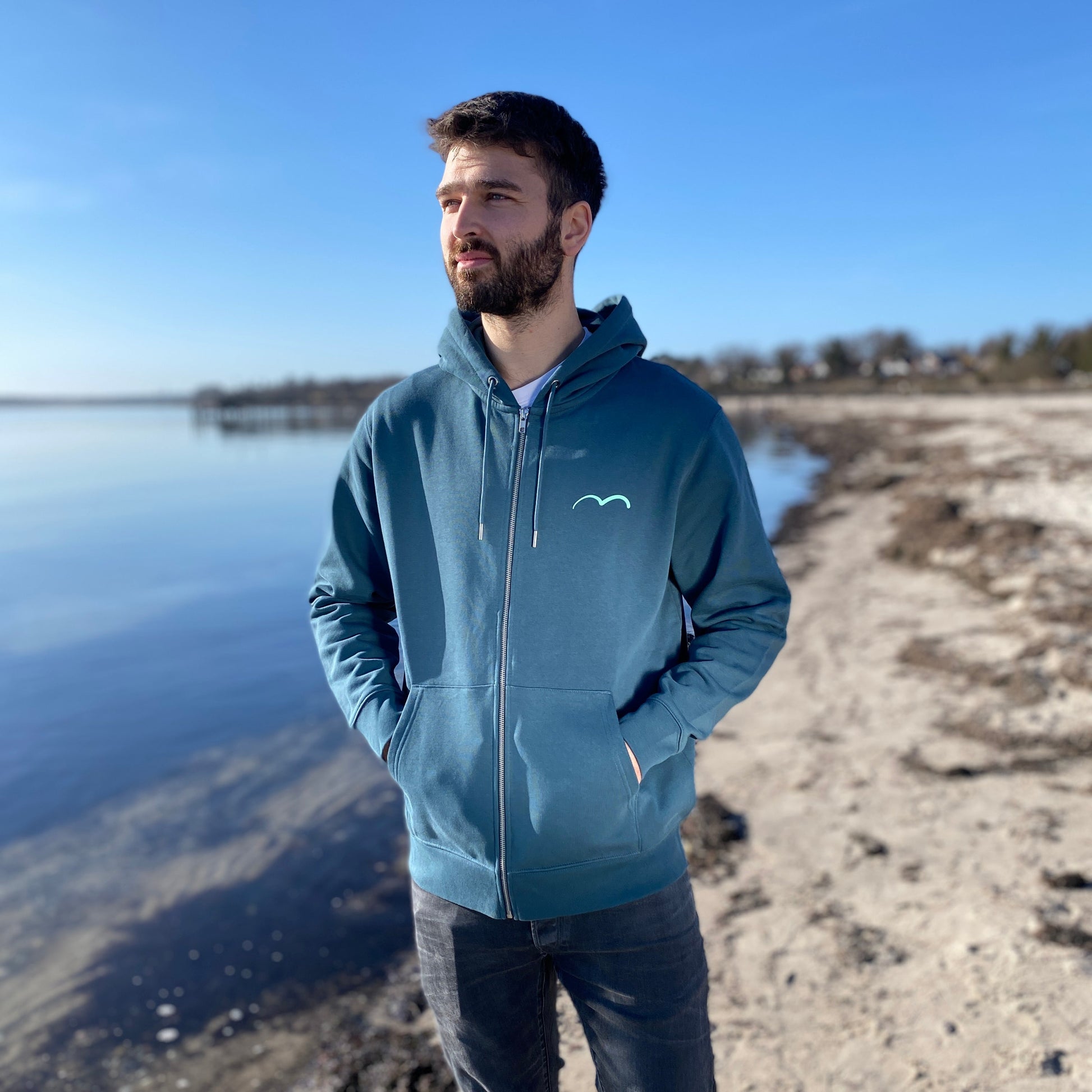 Zip-Hoodie stargazer Möwen Print Mint Vorderseite